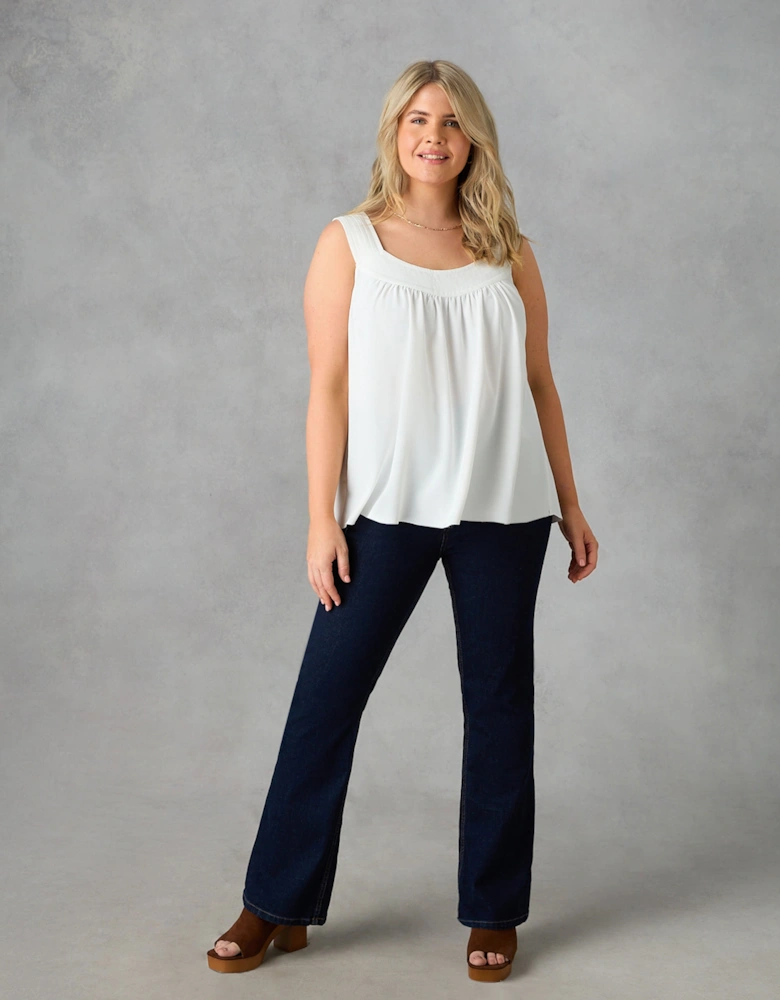Ivory Pleat Neck Sleeveless Blouse