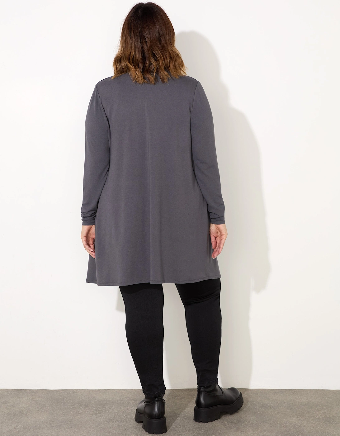 Grey Jersey Longline Waterfall Cardigan