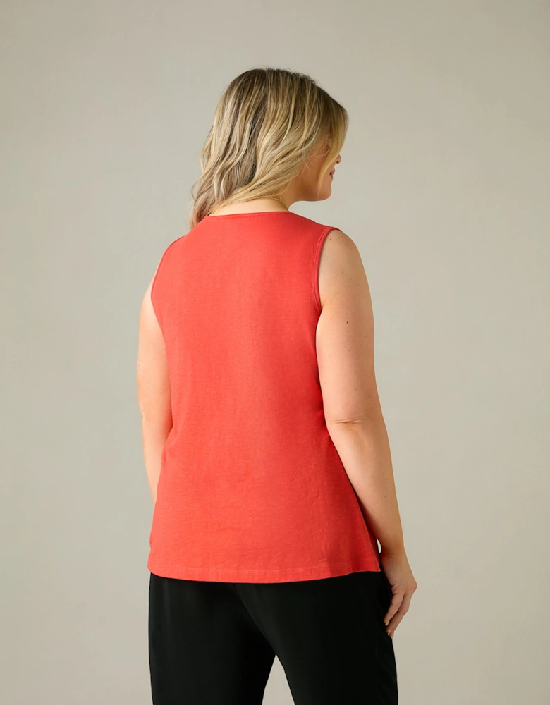 Orange Jersey Broderie V-Neck Vest