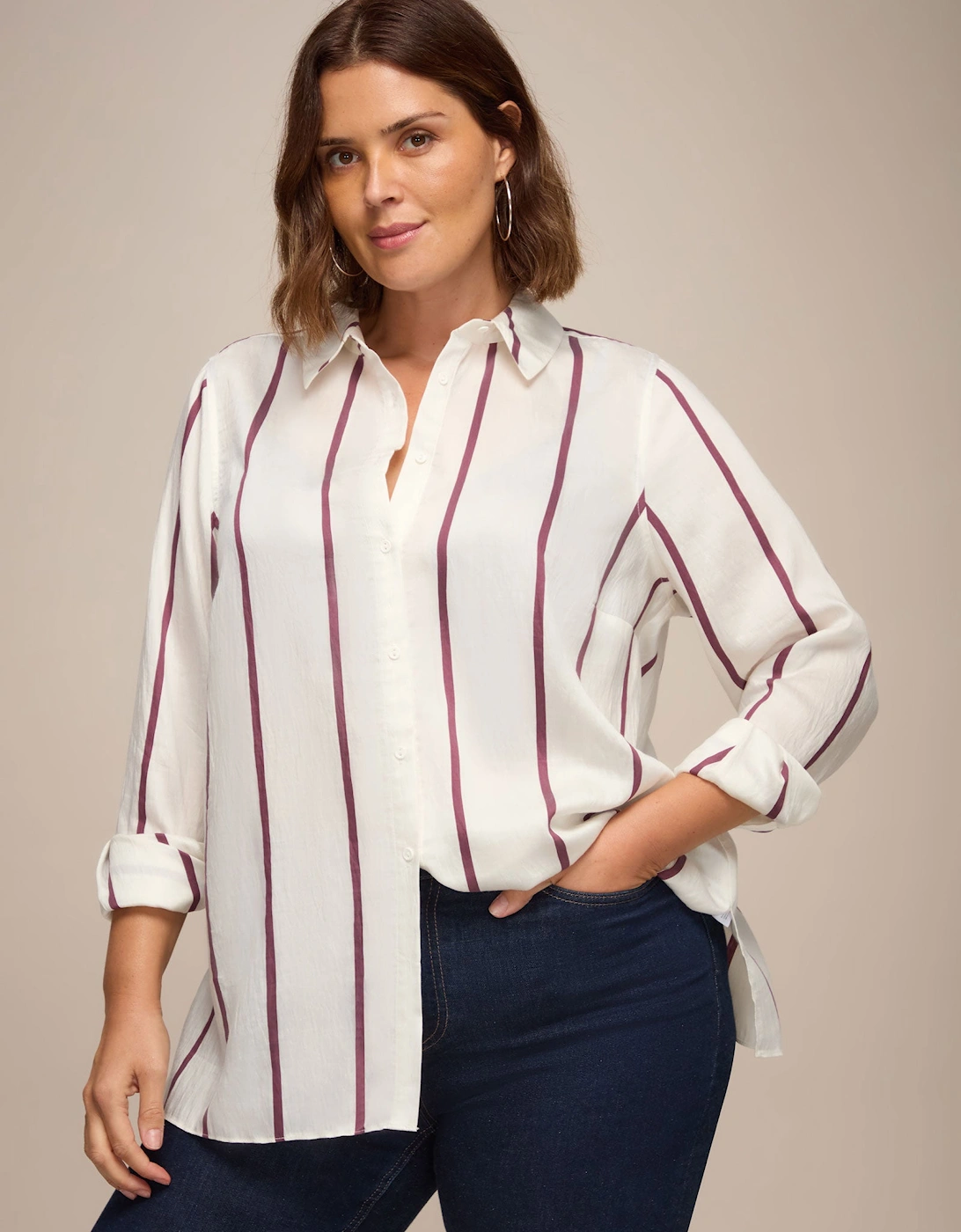 Cream And Burgundy Stripe Long Sleeve Shirt, 5 of 4