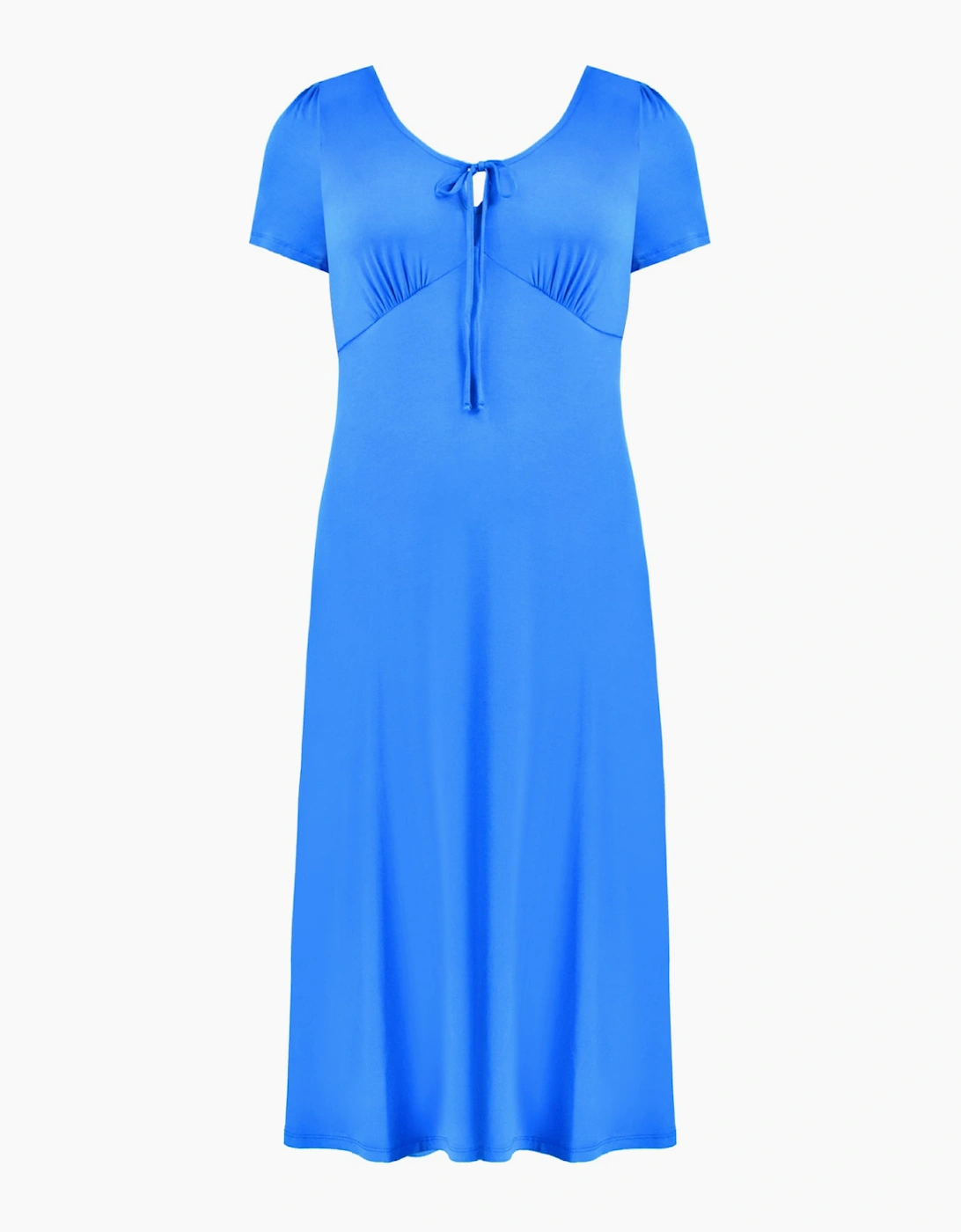 Blue Jersey Tie Front Midaxi Dress