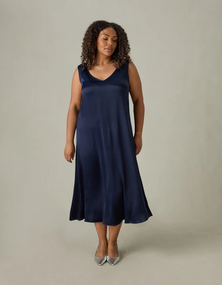 Navy Slip Midi Dress