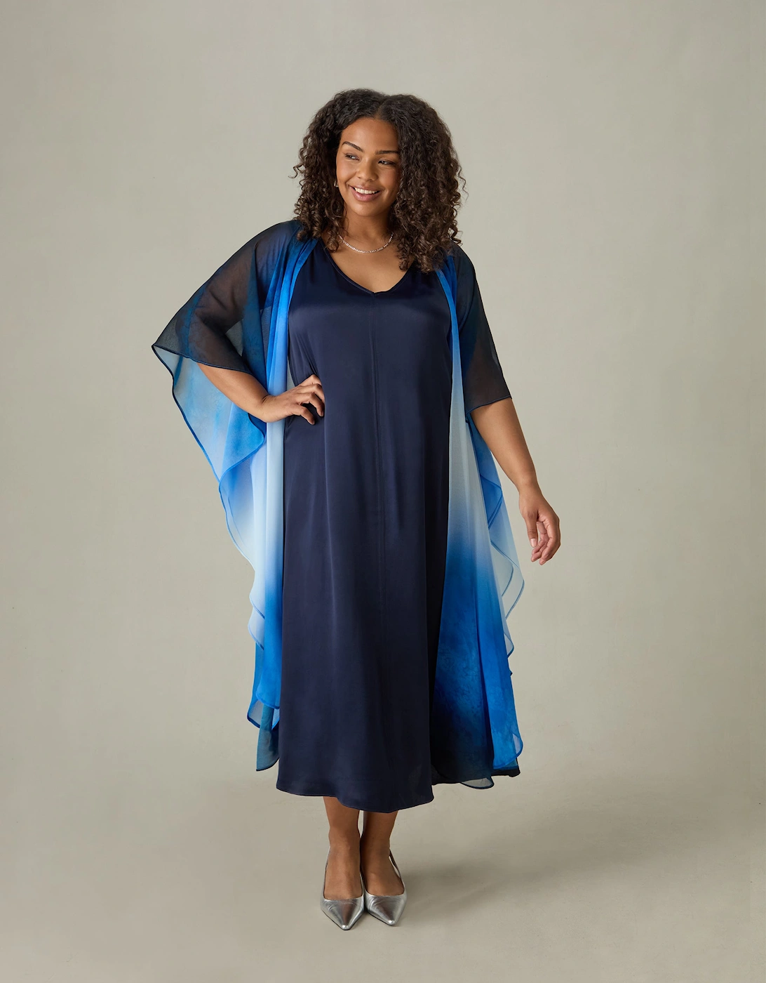 Navy Slip Midi Dress