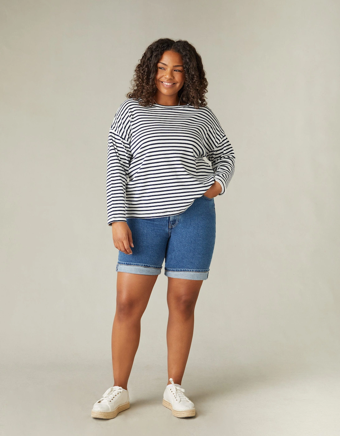 Mid Blue Denim Longline Shorts