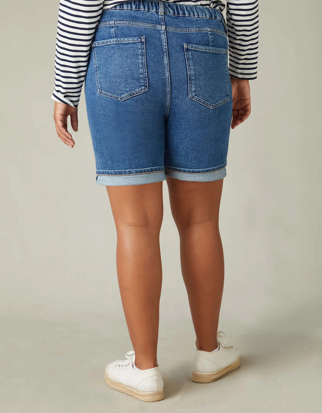 Mid Blue Denim Longline Shorts