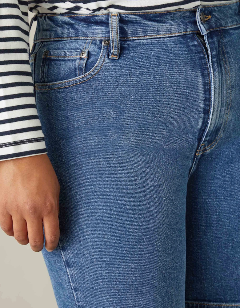 Mid Blue Denim Longline Shorts