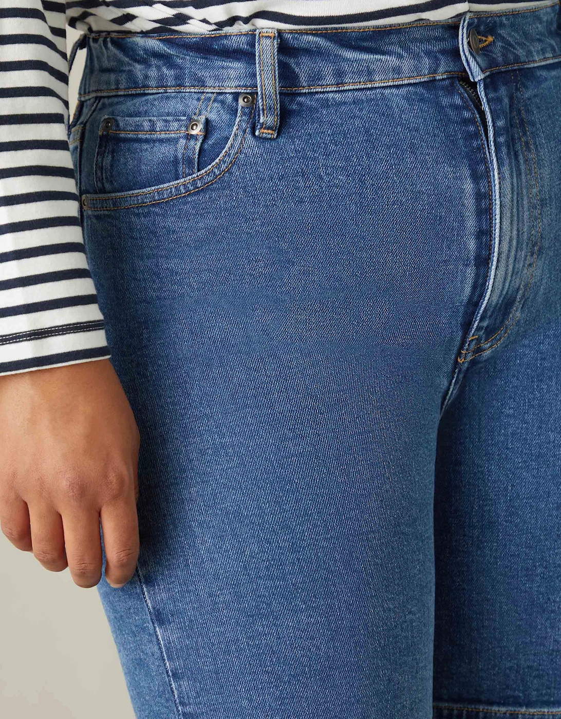 Mid Blue Denim Longline Shorts