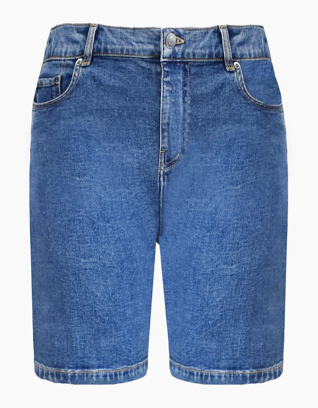 Mid Blue Denim Longline Shorts