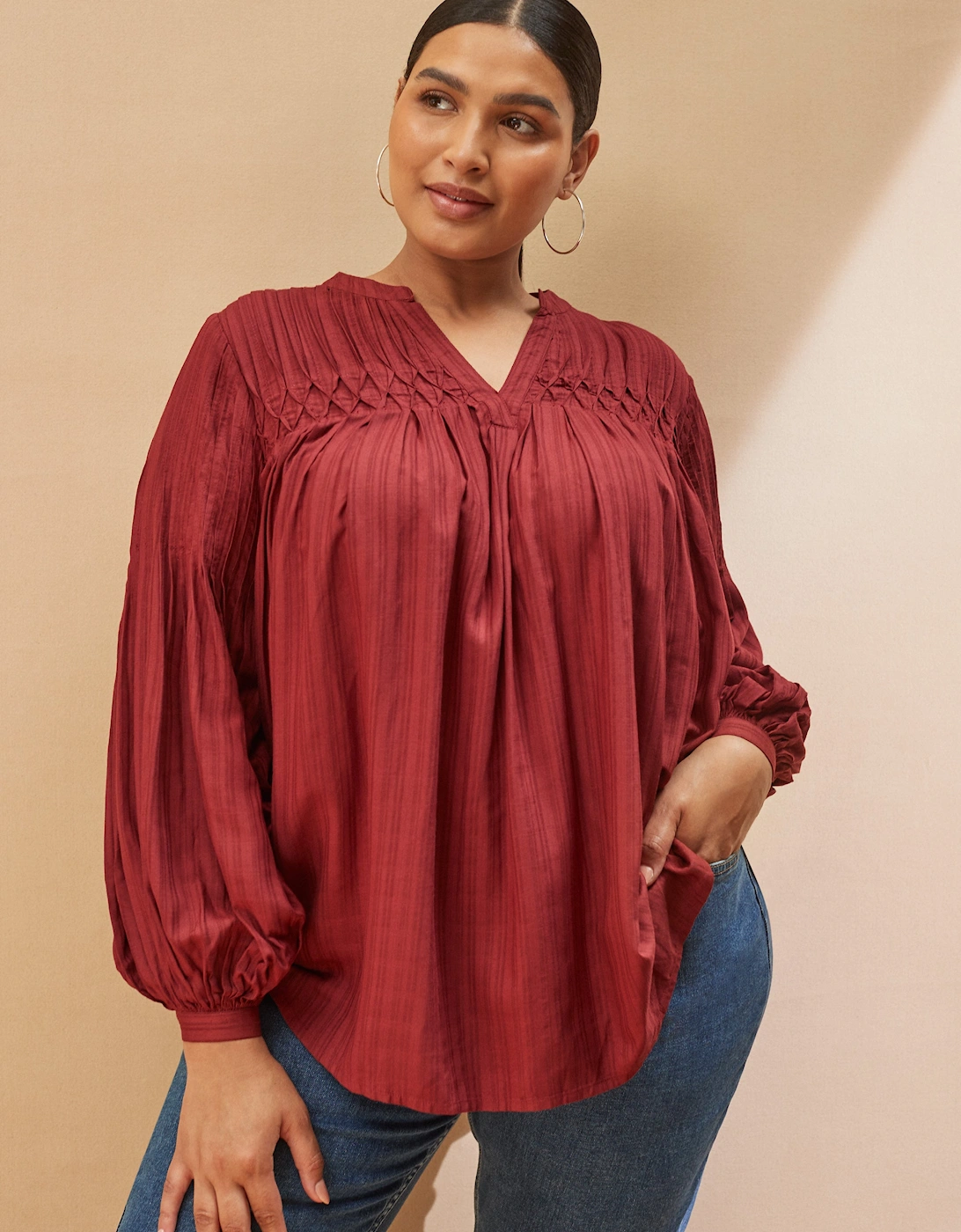Oxblood Pintuck Blouse, 6 of 5