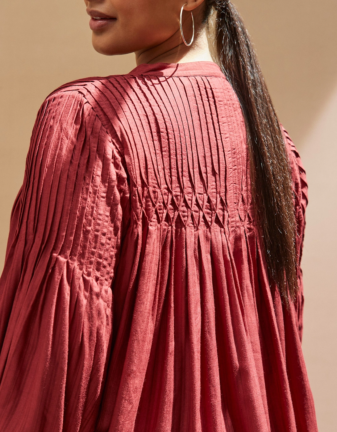 Oxblood Pintuck Blouse