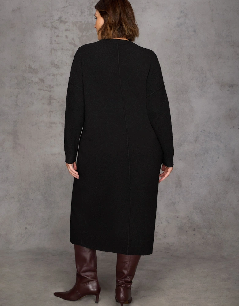 Black Round Neck Knit Jumper Dress