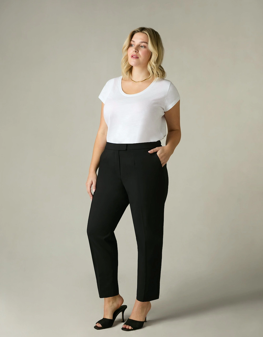 Black Tailored Button Detail Trousers