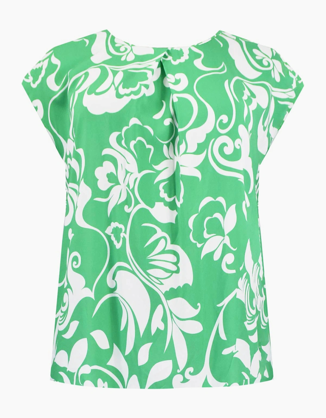 Green Paisley Print Pleat Front Top