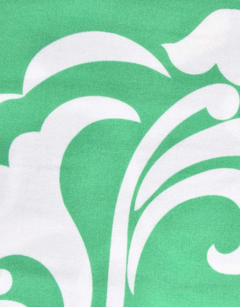 Green Paisley Print Pleat Front Top