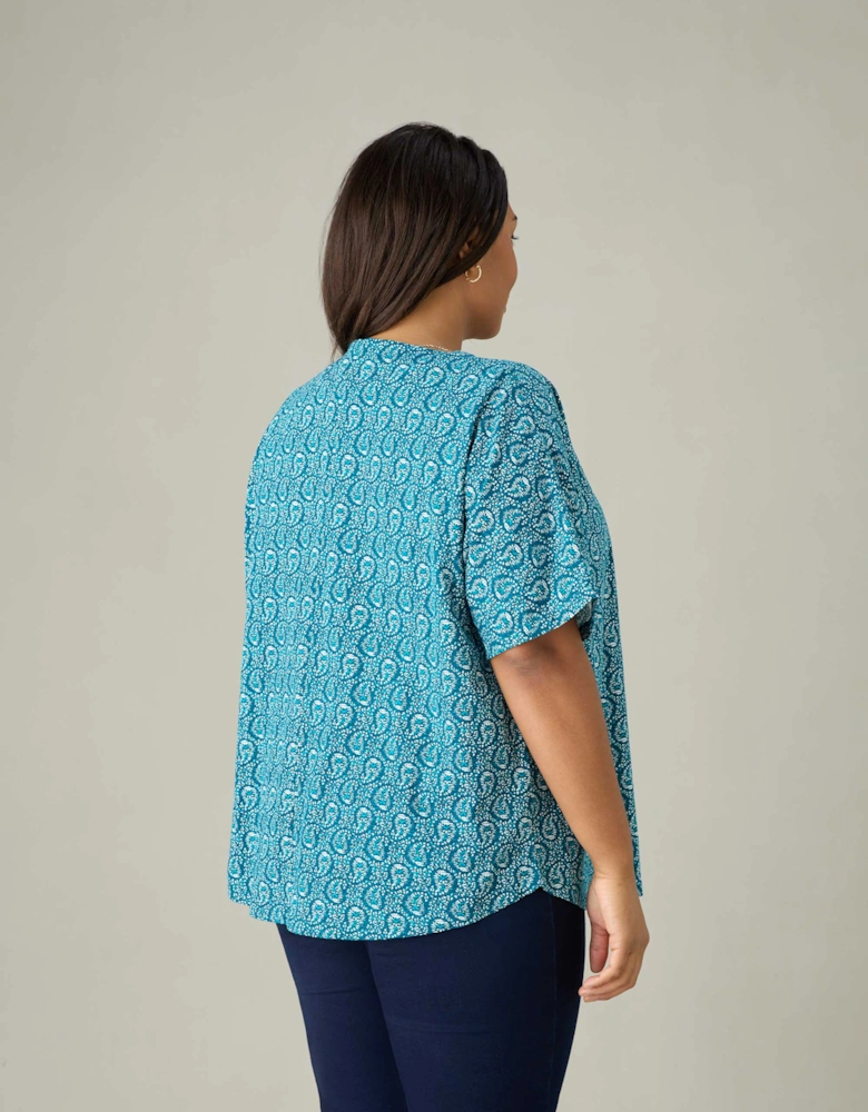 Green Paisley Print Jersey Kimono