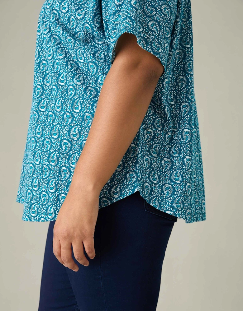Green Paisley Print Jersey Kimono