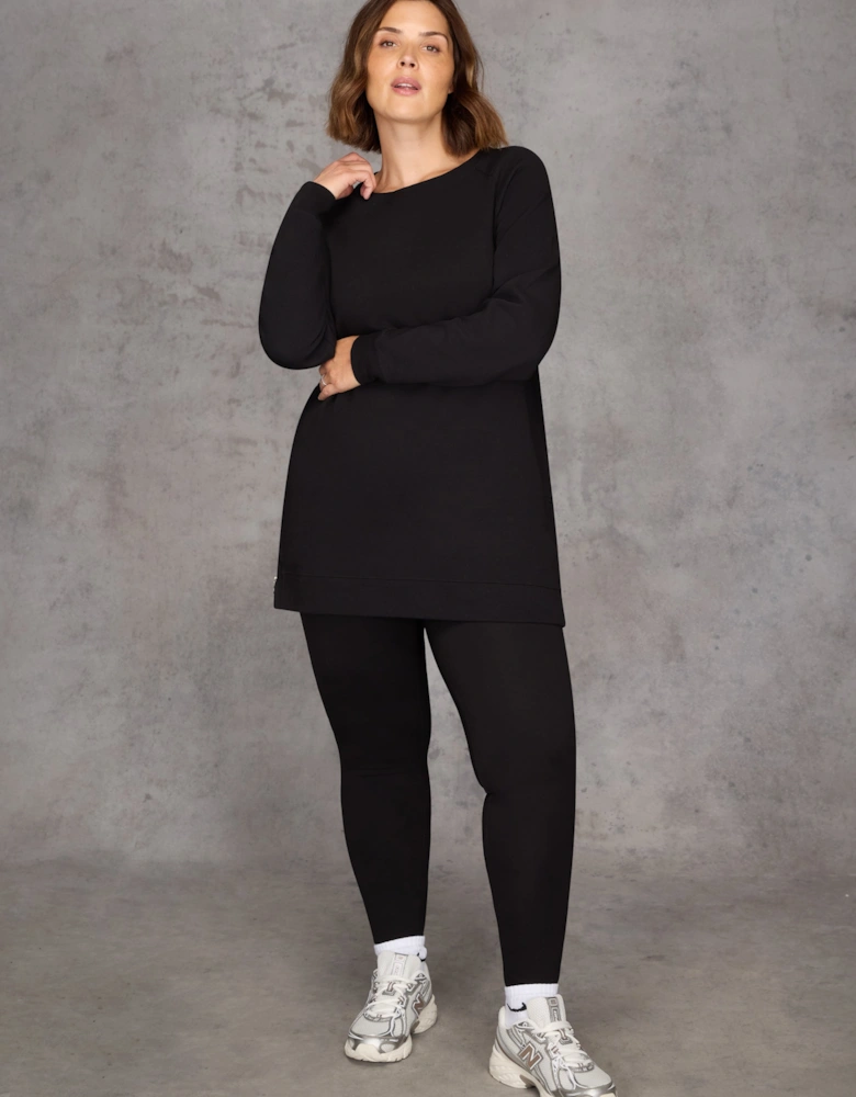 Black Side Zip Longline Sweatshirt