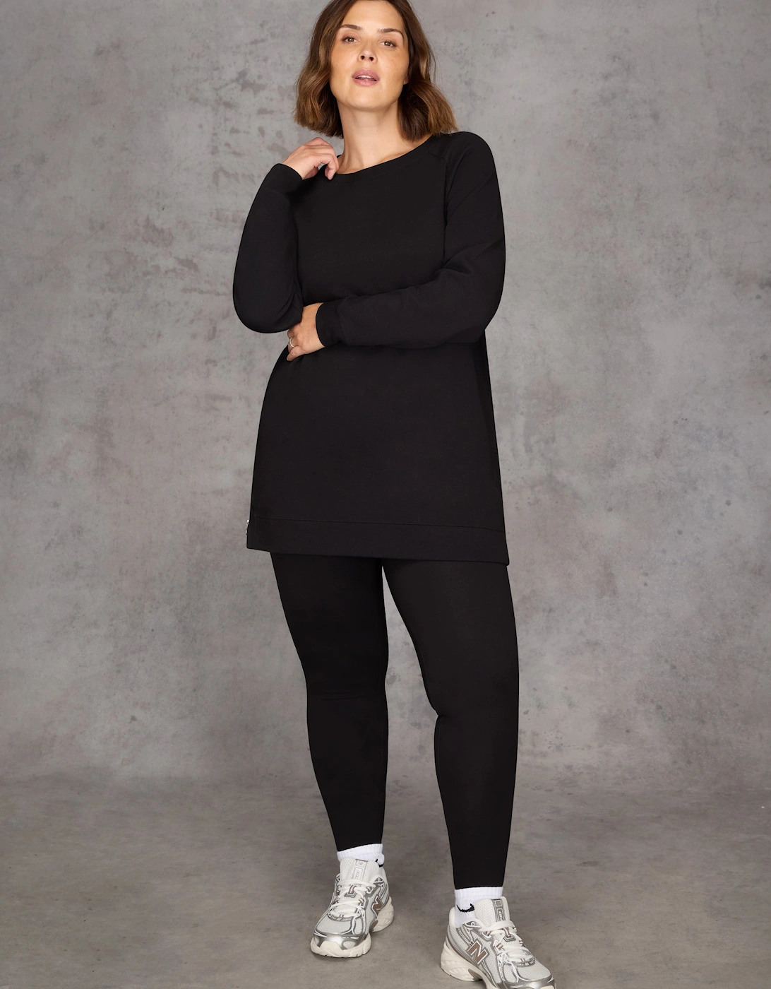 Black Side Zip Longline Sweatshirt