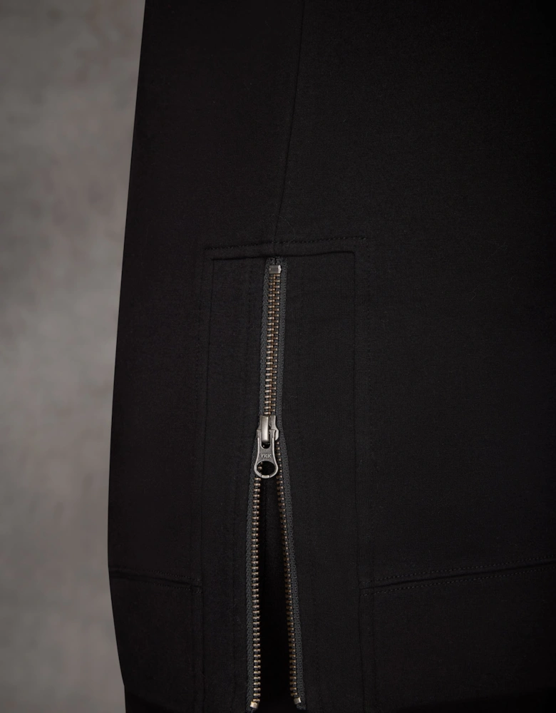 Black Side Zip Longline Sweatshirt