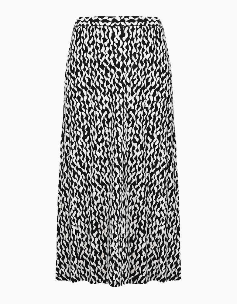 Mono Curl Print Jersey Midi Skirt