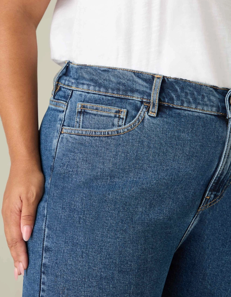 Blue Cropped Wide Leg Jeans