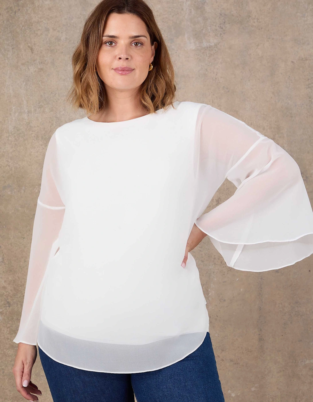Ivory Angel Sleeve Overlay Top