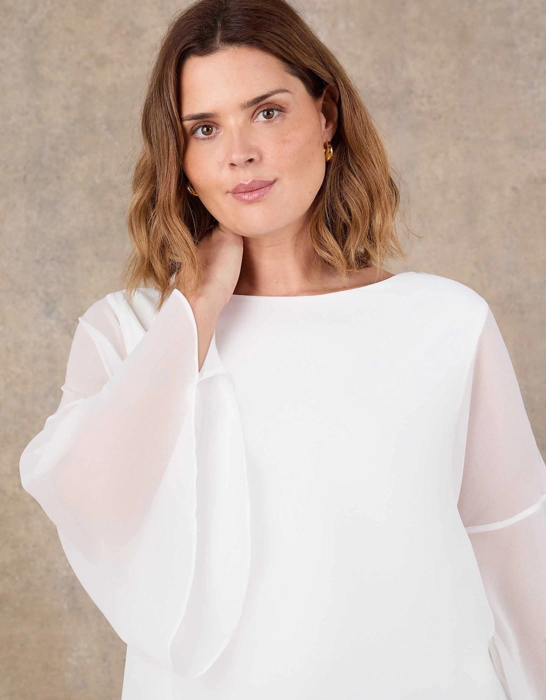 Ivory Angel Sleeve Overlay Top