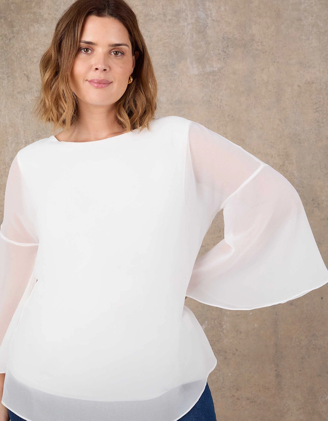 Ivory Angel Sleeve Overlay Top