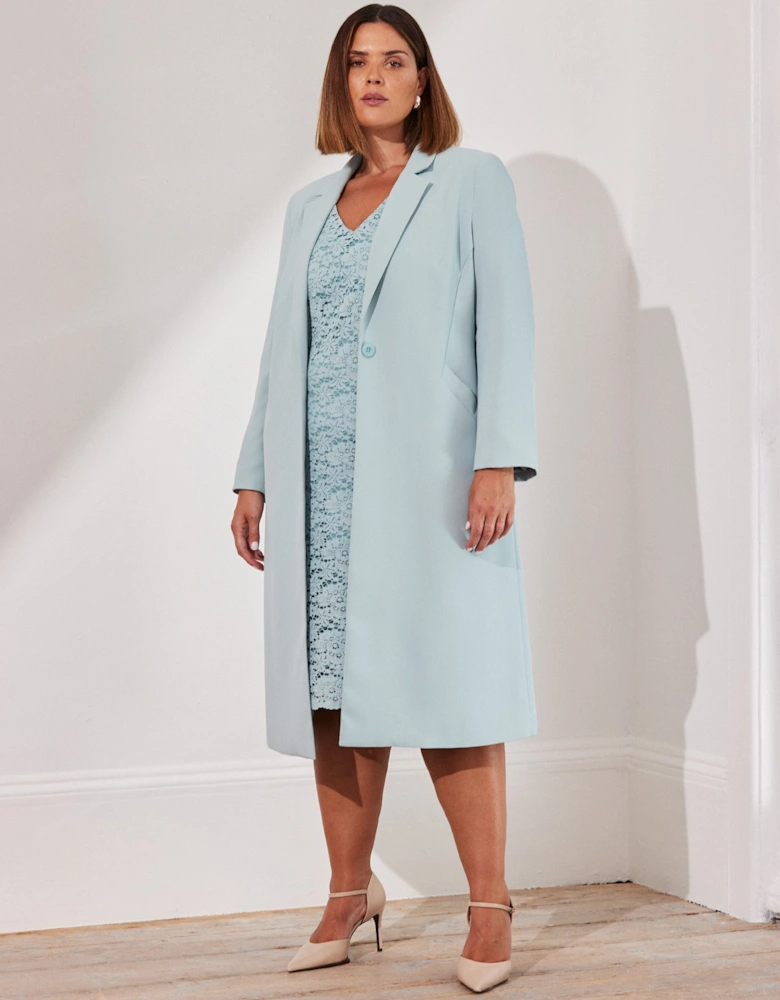 Pale Blue Longline Tailored Jacket