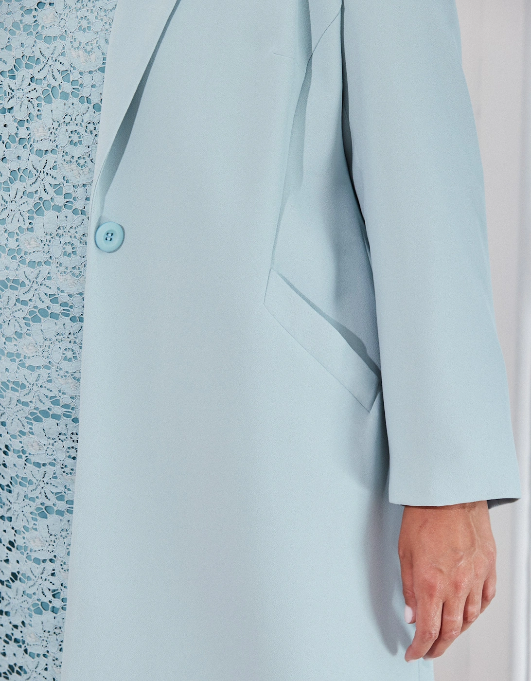 Pale Blue Longline Tailored Jacket