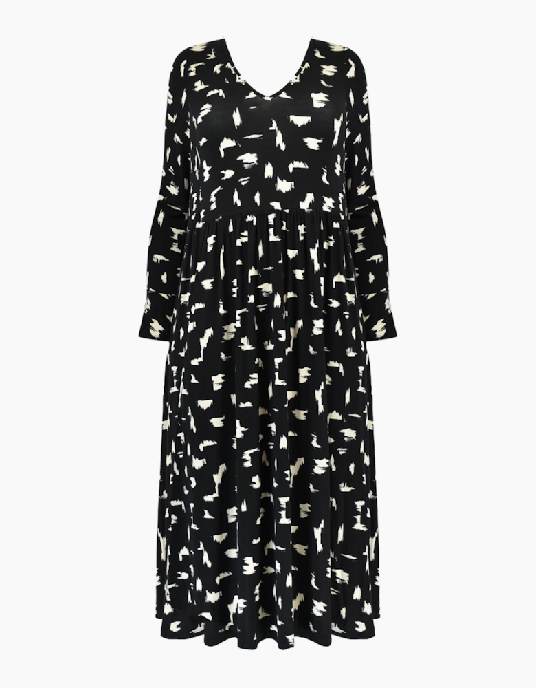 Mono Smudge Print Jersey Midi Dress