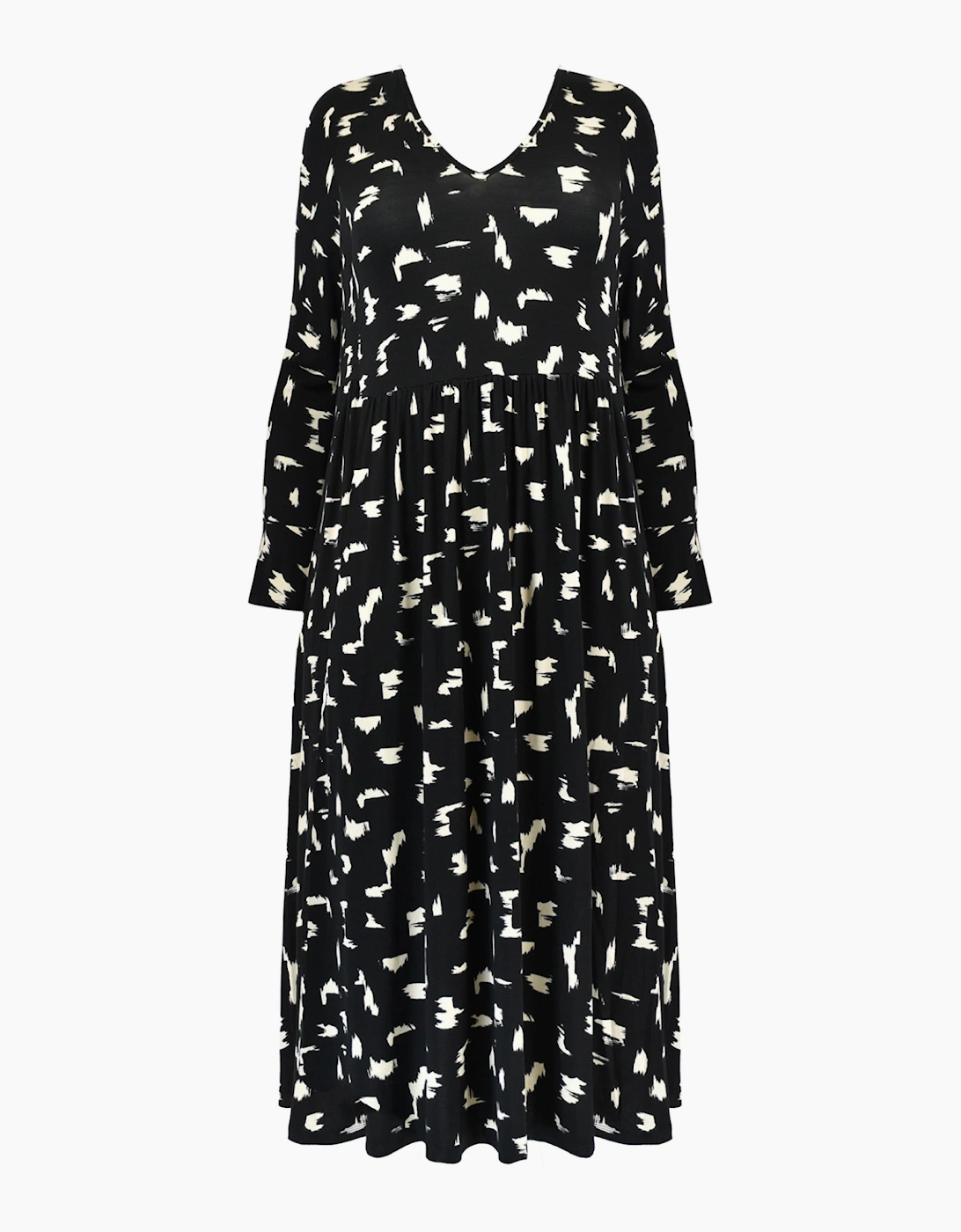 Mono Smudge Print Jersey Midi Dress