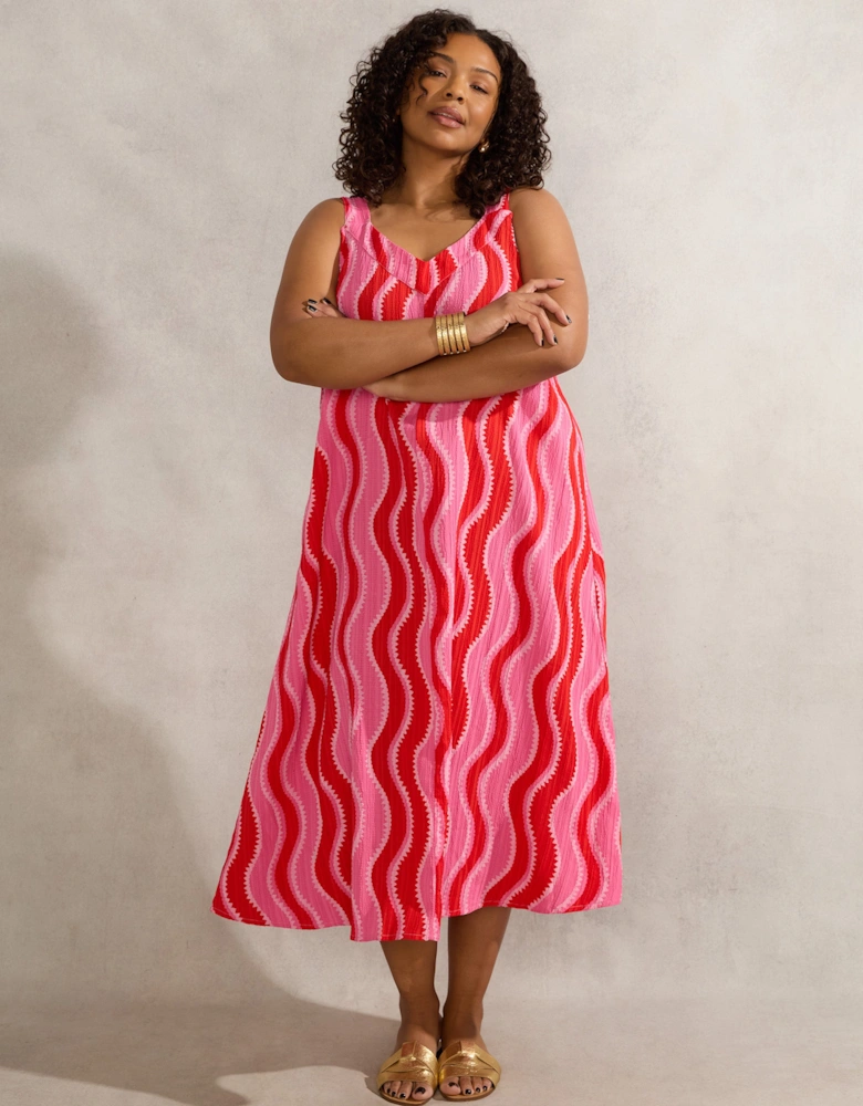 Pink Swirl Print Midi Dress
