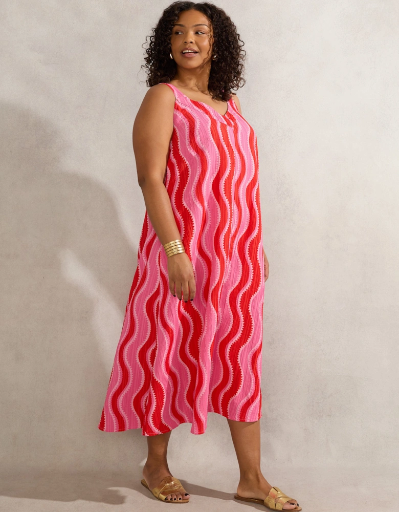 Pink Swirl Print Midi Dress