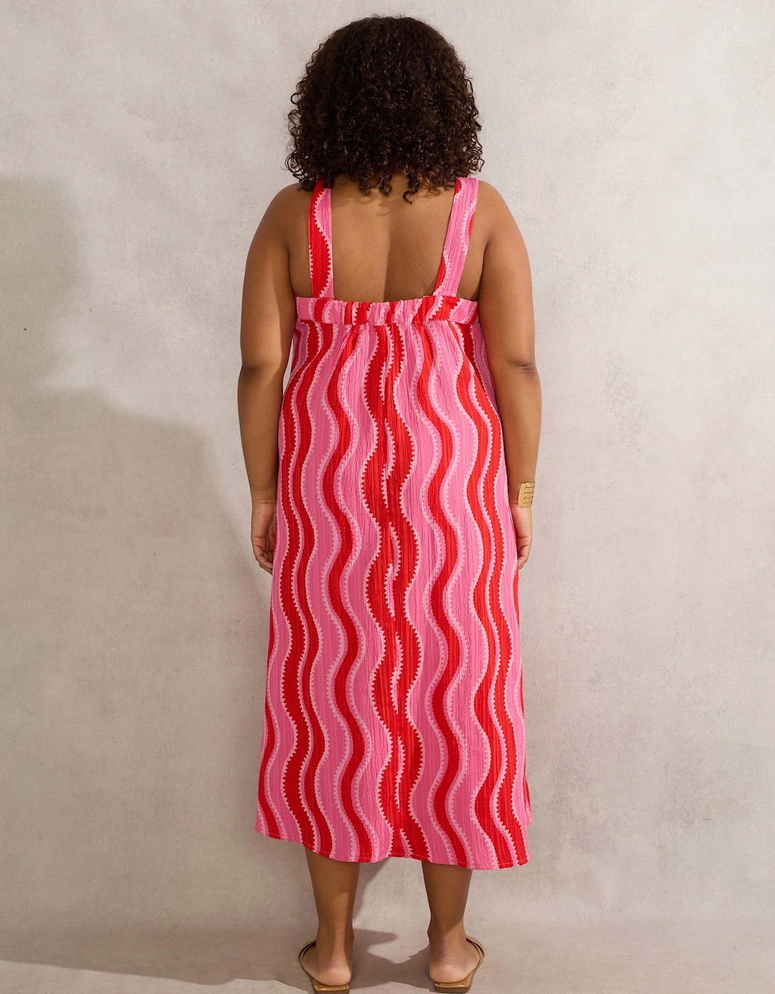 Pink Swirl Print Midi Dress