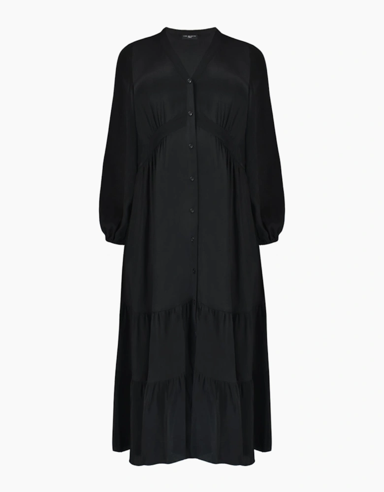 Black Button Front Midaxi Dress