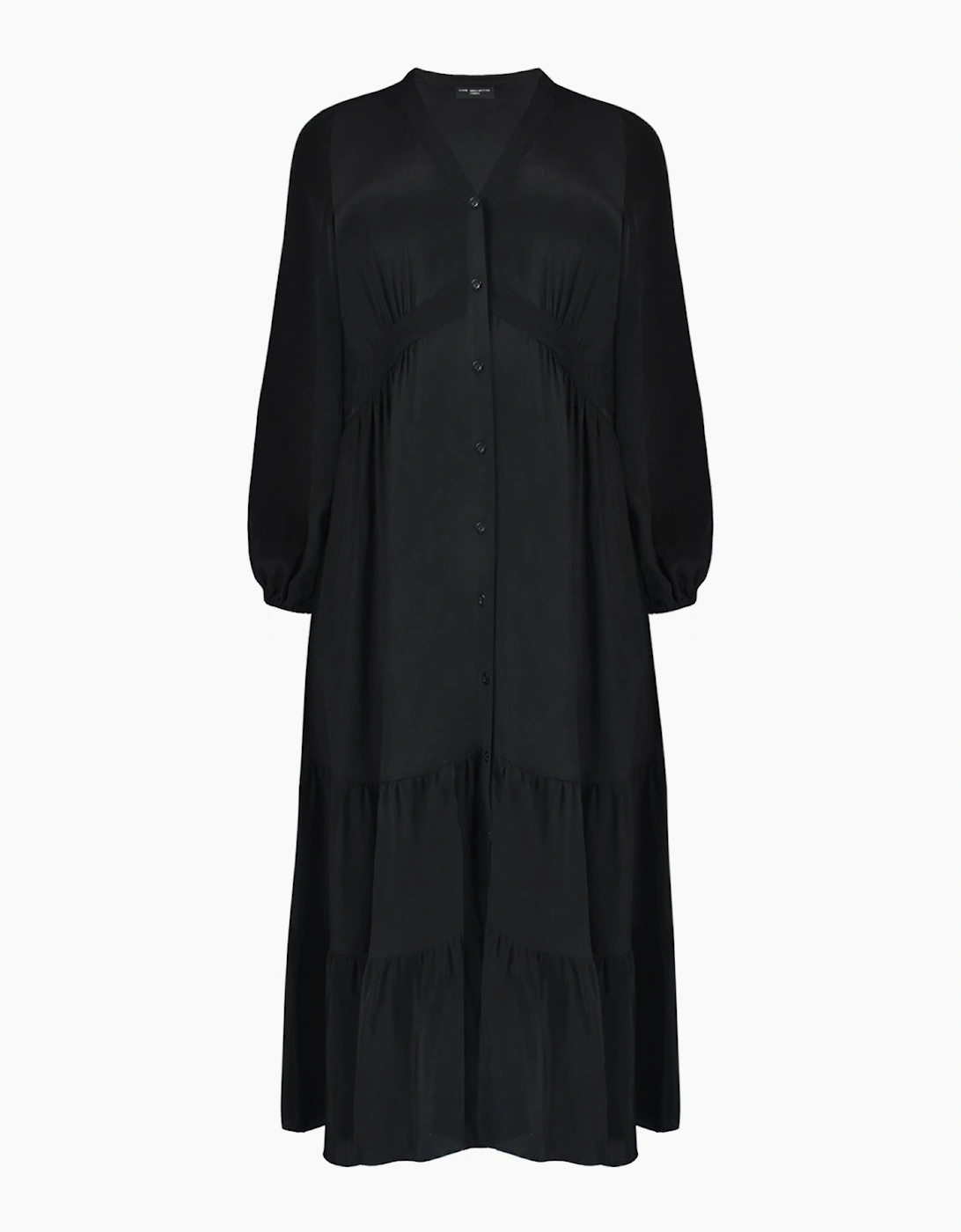 Black Button Front Midaxi Dress