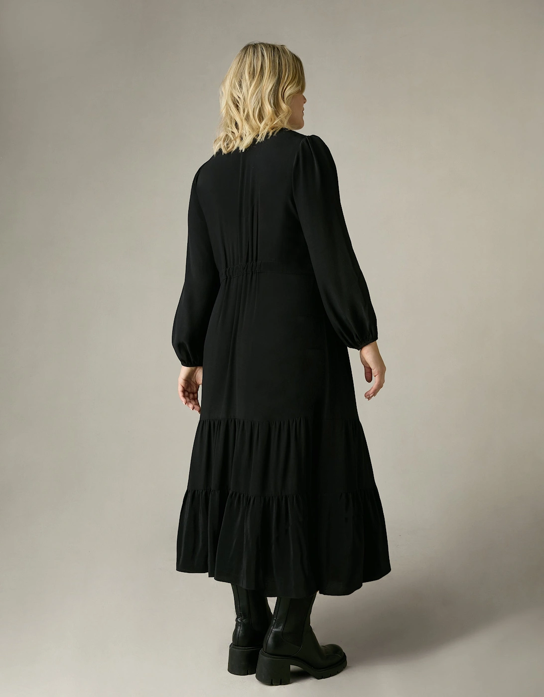 Black Button Front Midaxi Dress