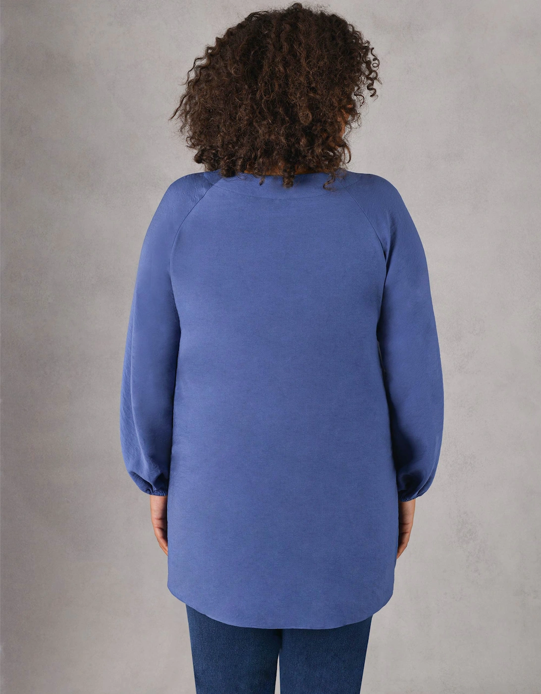 Blue V-Neck Full Sleeve Blouse