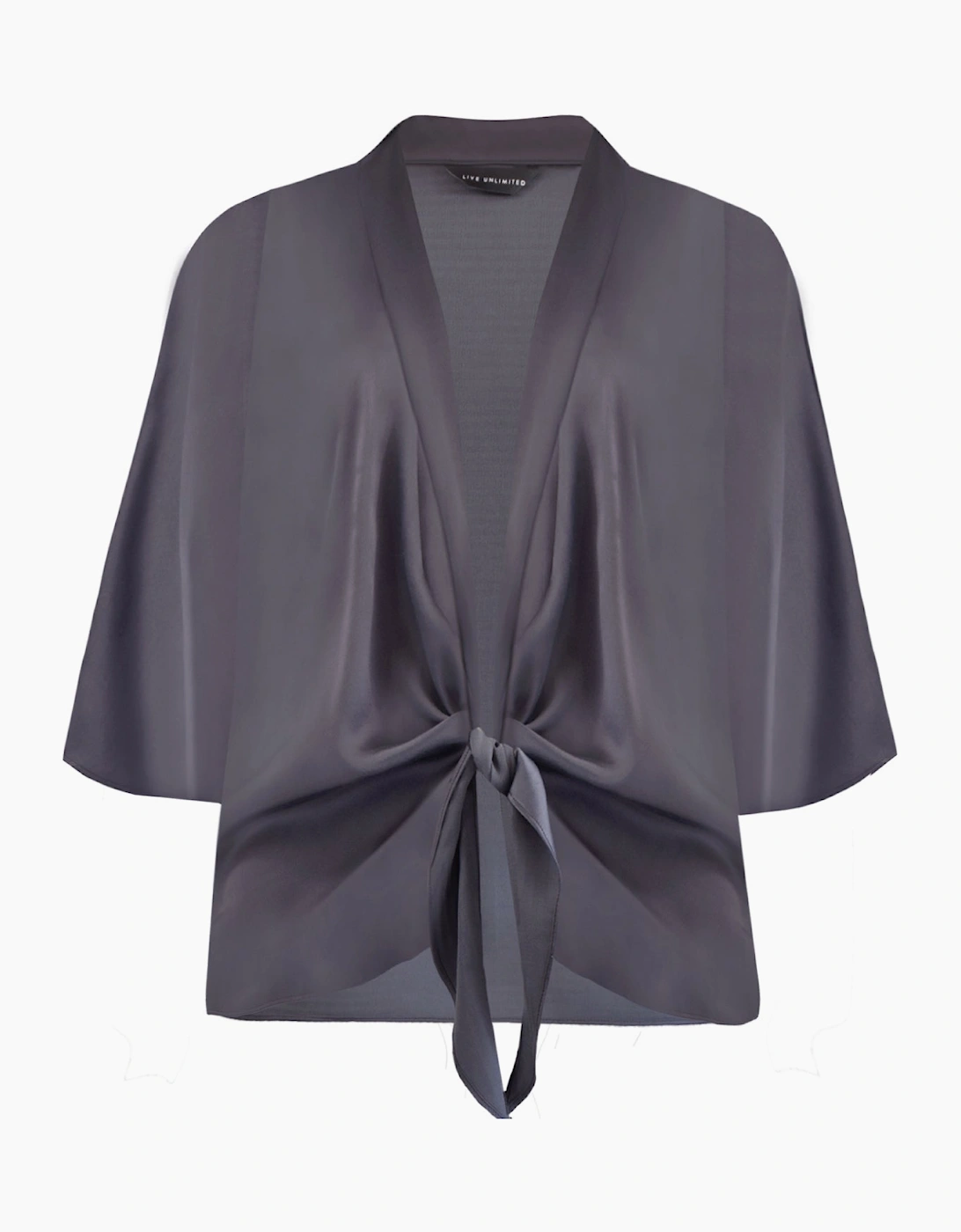 Charcoal Satin Tie Front Cover Up