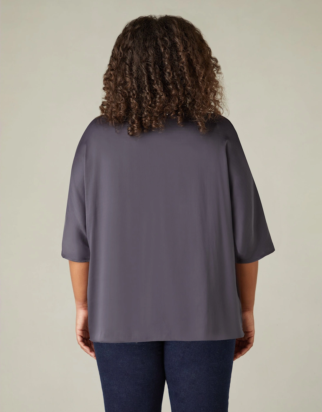 Charcoal Satin Tie Front Cover Up