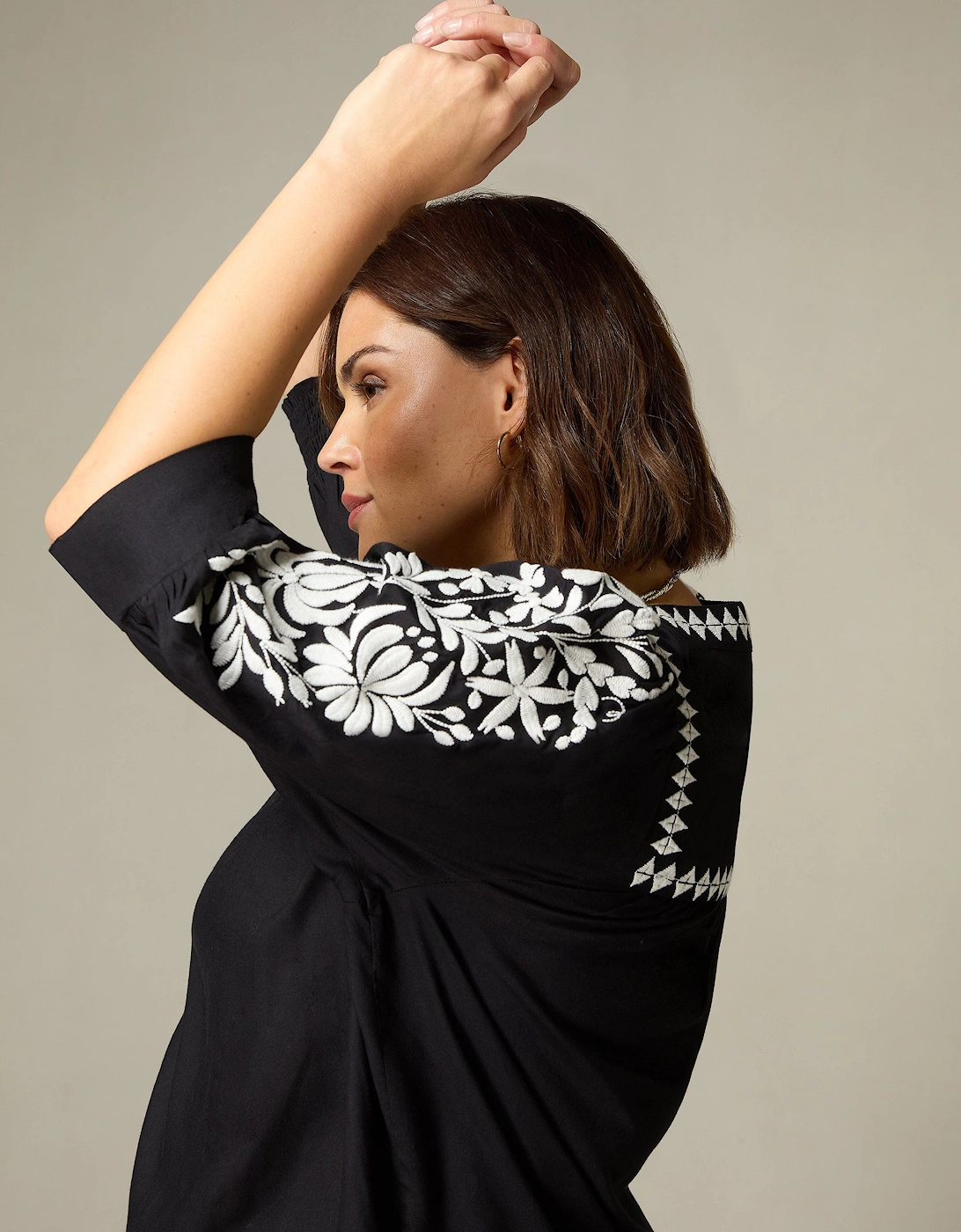 Black Embroidered Relaxed Blouse
