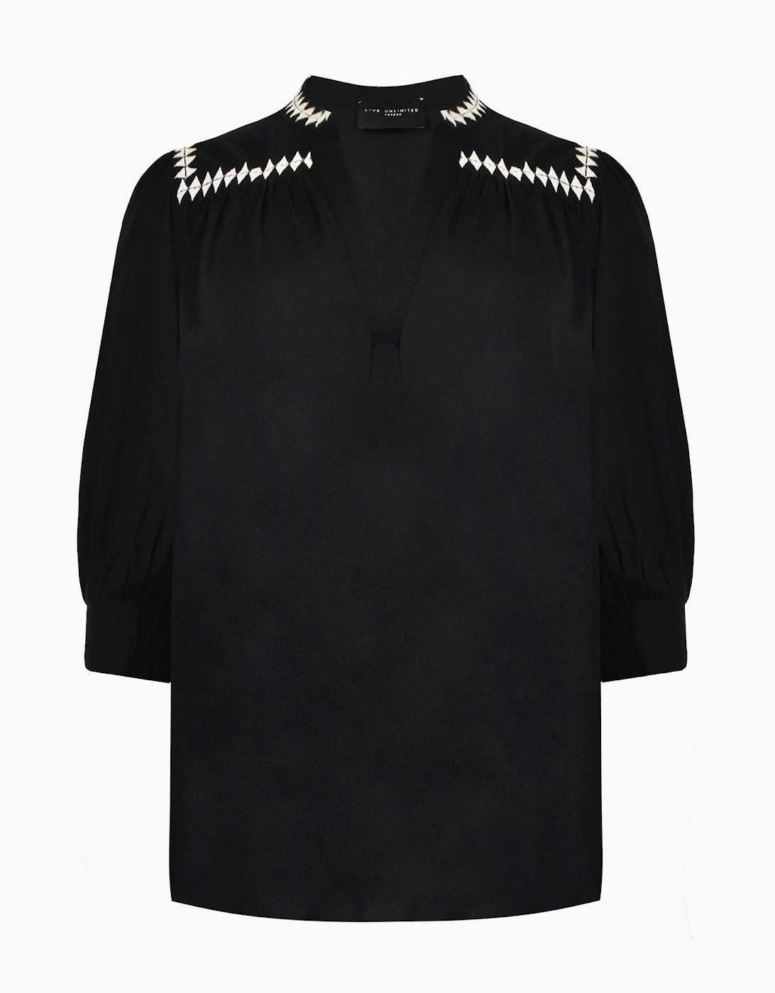 Black Embroidered Relaxed Blouse