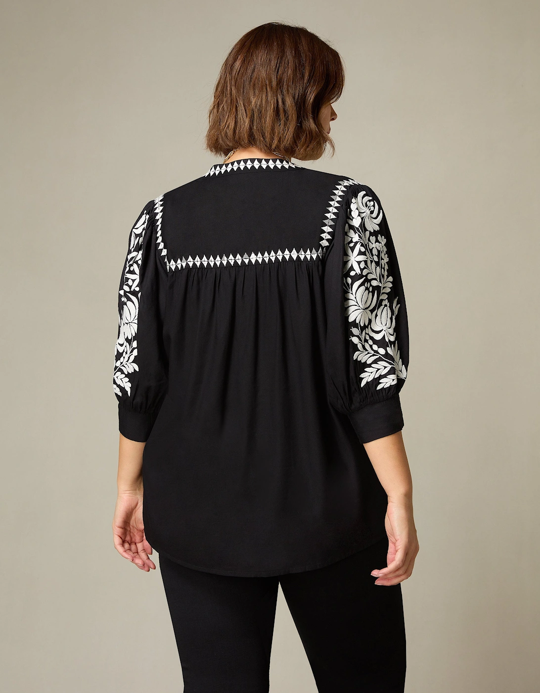 Black Embroidered Relaxed Blouse