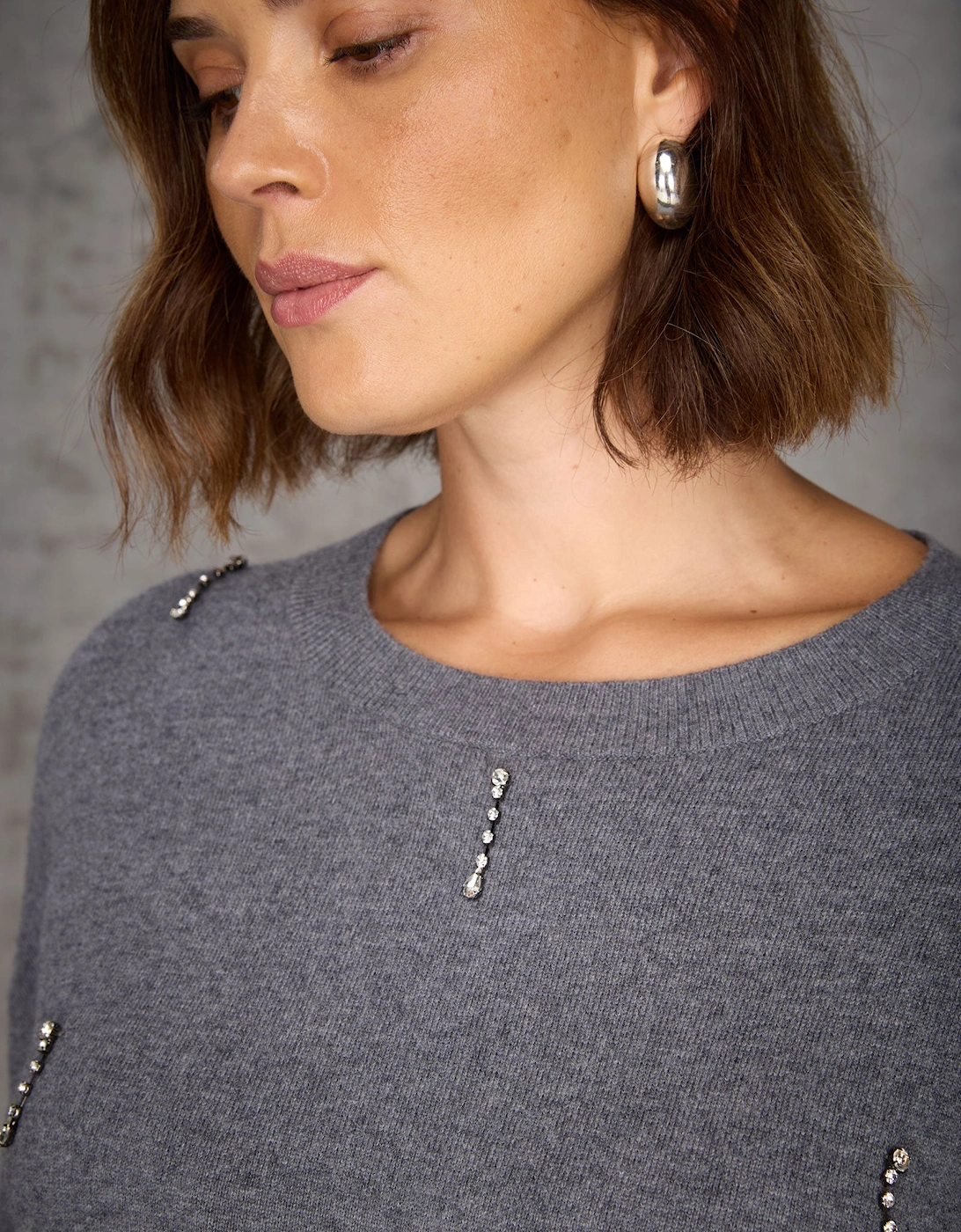 Grey Embellished Jumper
