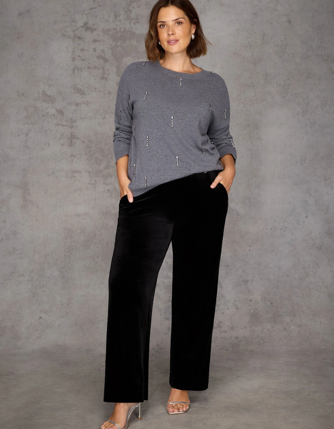 Grey Embellished Jumper