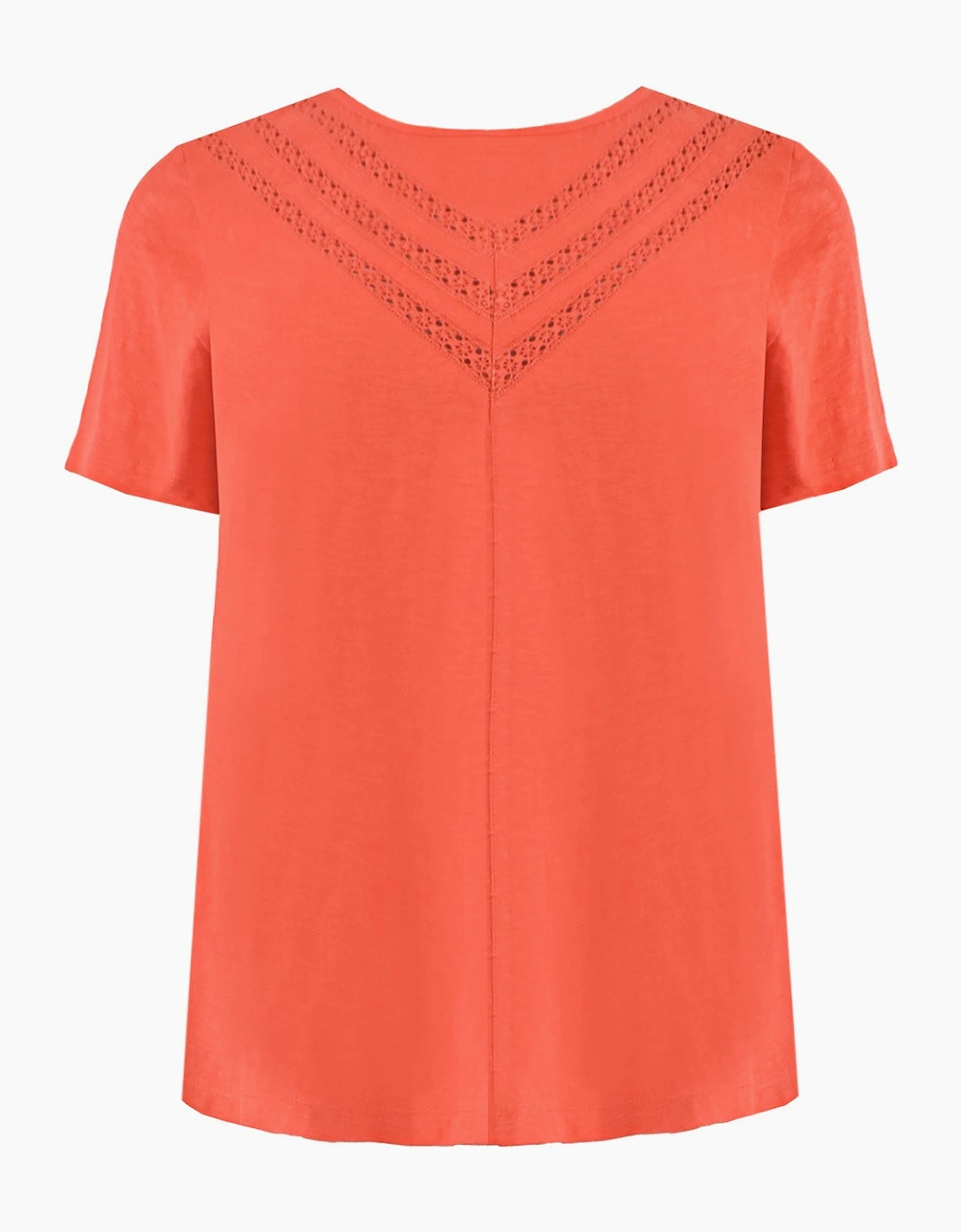 Orange Jersey Broderie V-Neck Top