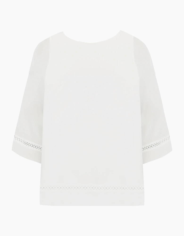 Ivory Chiffon Trim Insert Overlay Top