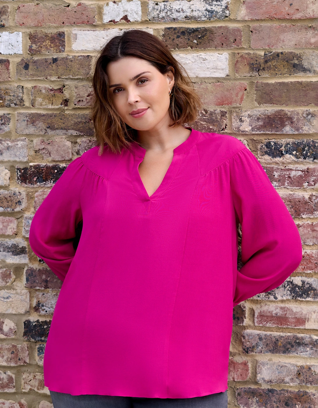 Magenta Seam Detail Blouse