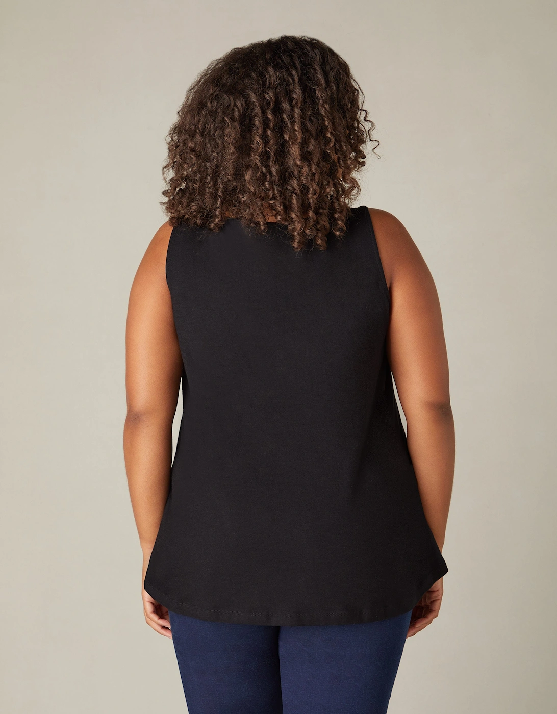 Black Cotton Slub Round Neck Vest